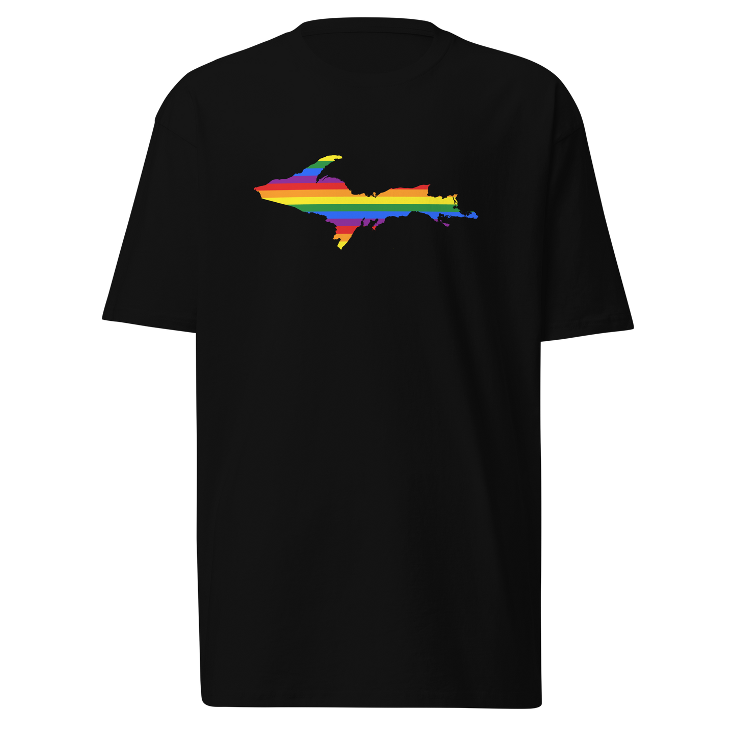 Michigan Upper Peninsula T-Shirt (w/ UP Rainbow Pride Flag) | Men's Heavyweight