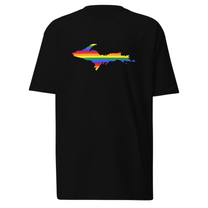 Michigan Upper Peninsula T-Shirt (w/ UP Rainbow Pride Flag) | Men's Heavyweight