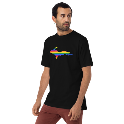 Michigan Upper Peninsula T-Shirt (w/ UP Rainbow Pride Flag) | Men's Heavyweight