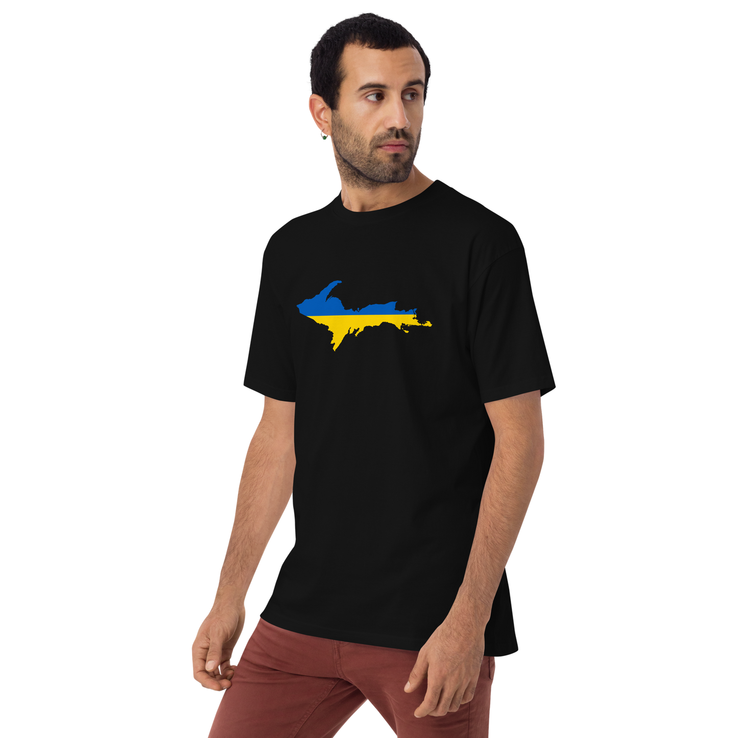 Michigan Upper Peninsula T-Shirt (w/ UP Ukraine Flag) | Men's Heavyweight