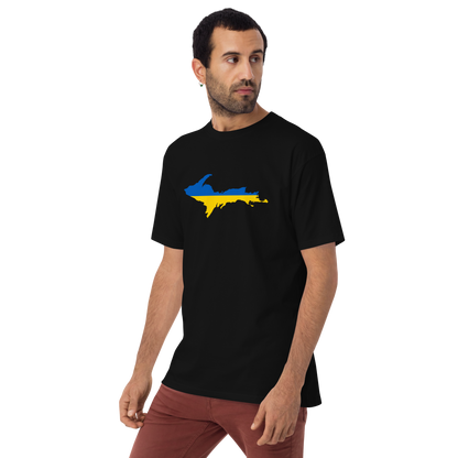 Michigan Upper Peninsula T-Shirt (w/ UP Ukraine Flag) | Men's Heavyweight