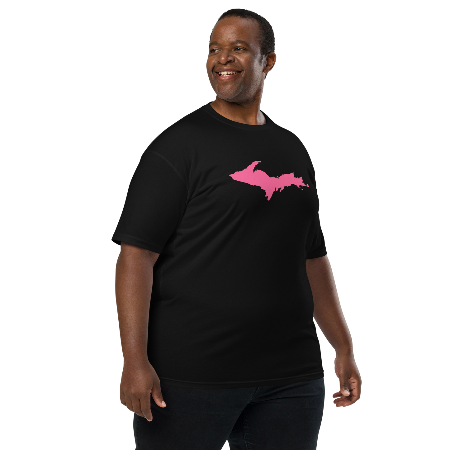 Michigan Upper Peninsula T-Shirt (w/ Pink UP Outline) | Men's Heavyweight