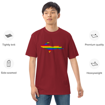 Michigan Upper Peninsula T-Shirt (w/ UP Rainbow Pride Flag) | Men's Heavyweight