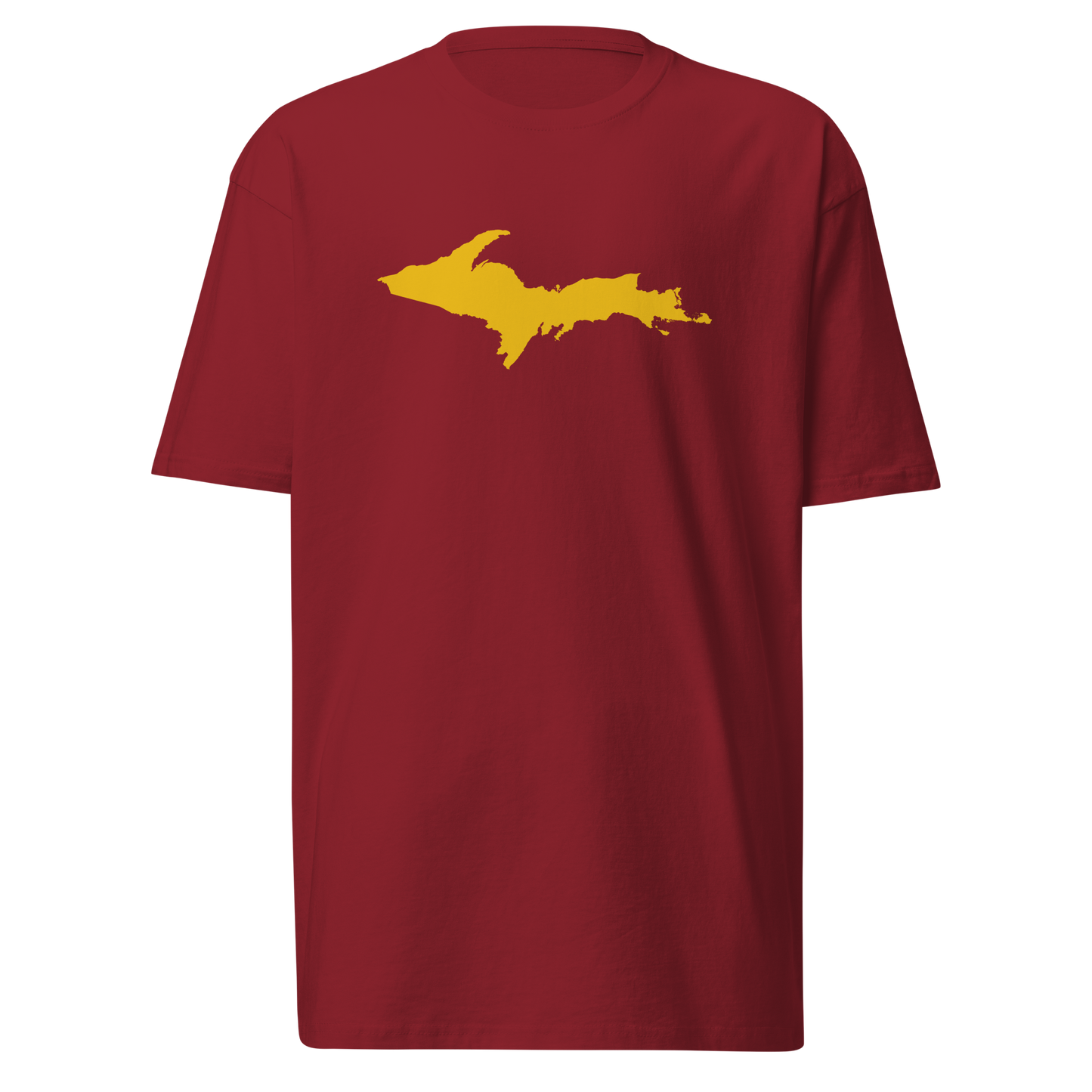 Michigan Upper Peninsula T-Shirt (w/ Gold UP Outline) | Men's Heavyweight