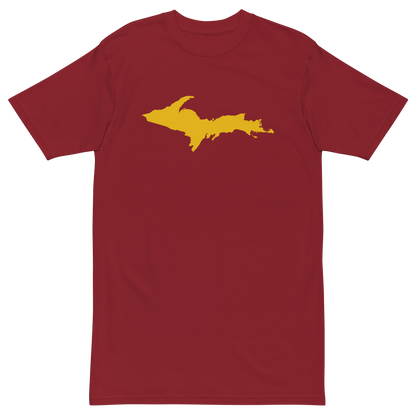 Michigan Upper Peninsula T-Shirt (w/ Gold UP Outline) | Men's Heavyweight