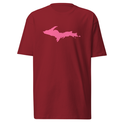 Michigan Upper Peninsula T-Shirt (w/ Pink UP Outline) | Men's Heavyweight