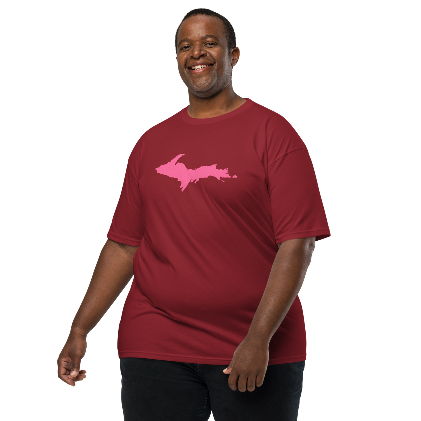 Michigan Upper Peninsula T-Shirt (w/ Pink UP Outline) | Men's Heavyweight