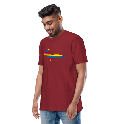 Michigan Upper Peninsula T-Shirt (w/ UP Rainbow Pride Flag) | Men's Heavyweight