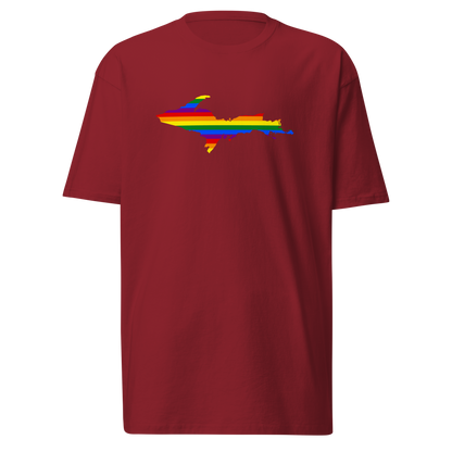 Michigan Upper Peninsula T-Shirt (w/ UP Rainbow Pride Flag) | Men's Heavyweight