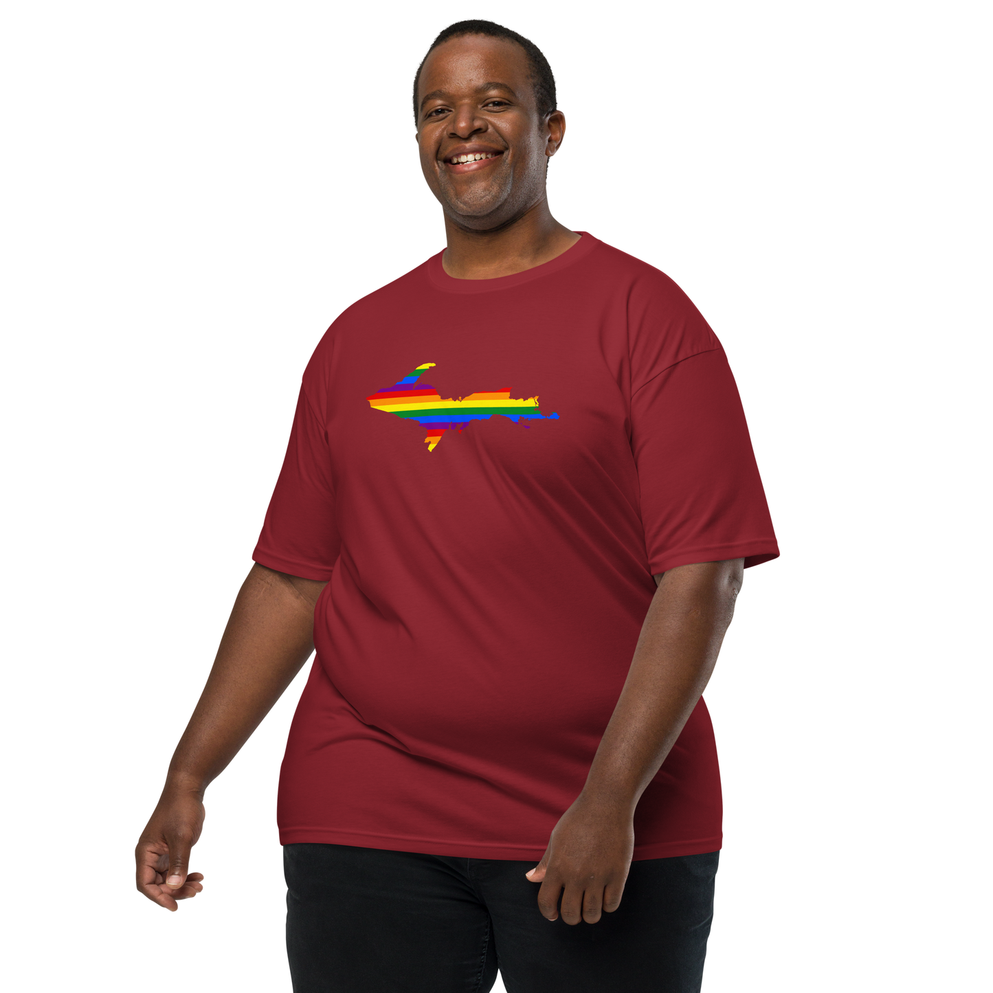 Michigan Upper Peninsula T-Shirt (w/ UP Rainbow Pride Flag) | Men's Heavyweight