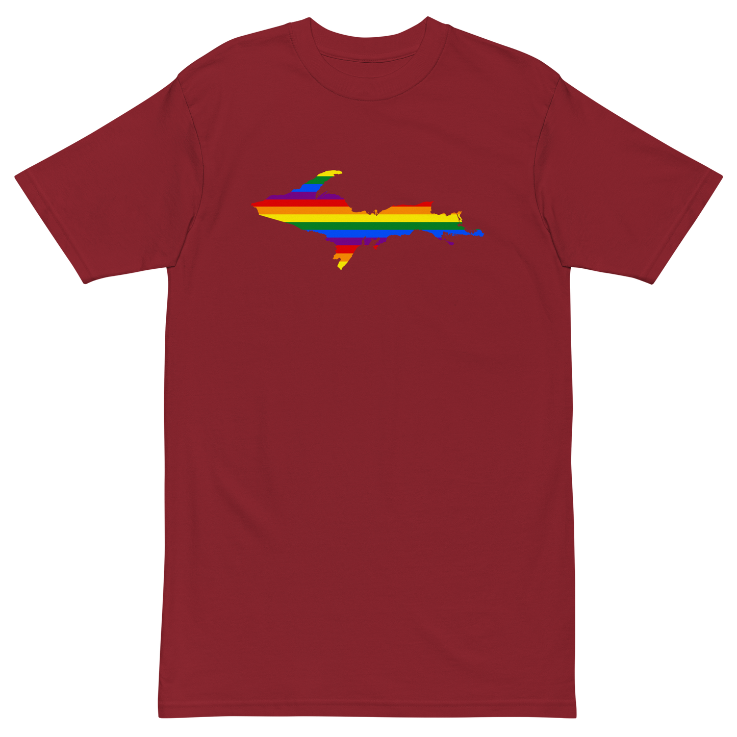 Michigan Upper Peninsula T-Shirt (w/ UP Rainbow Pride Flag) | Men's Heavyweight