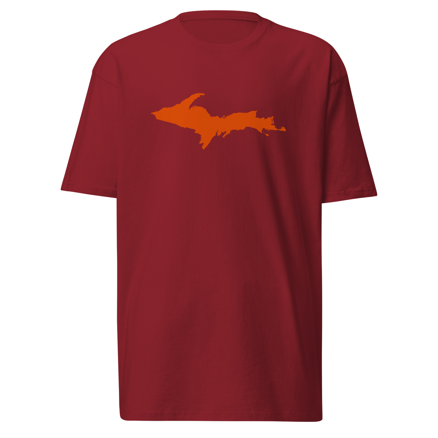 Michigan Upper Peninsula T-Shirt (w/ Orange Outline) | Men's Heavyweight