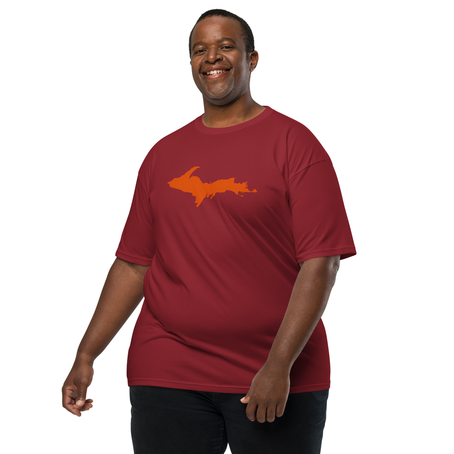 Michigan Upper Peninsula T-Shirt (w/ Orange Outline) | Men's Heavyweight