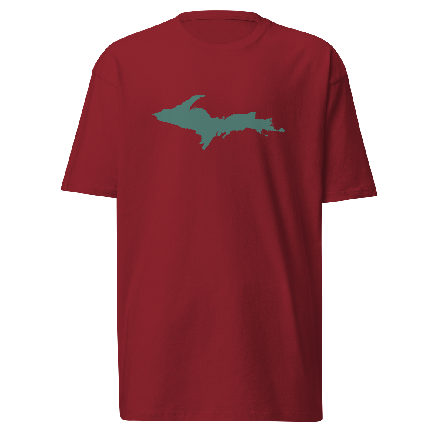 Michigan Upper Peninsula T-Shirt (w/ Copper Green UP Outline) | Men's Heavyweight