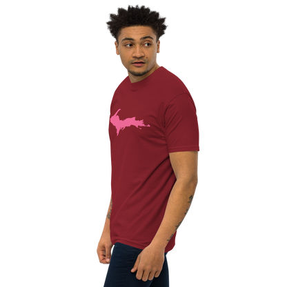 Michigan Upper Peninsula T-Shirt (w/ Pink UP Outline) | Men's Heavyweight