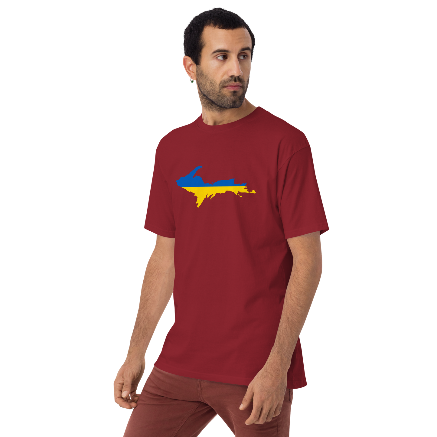 Michigan Upper Peninsula T-Shirt (w/ UP Ukraine Flag) | Men's Heavyweight