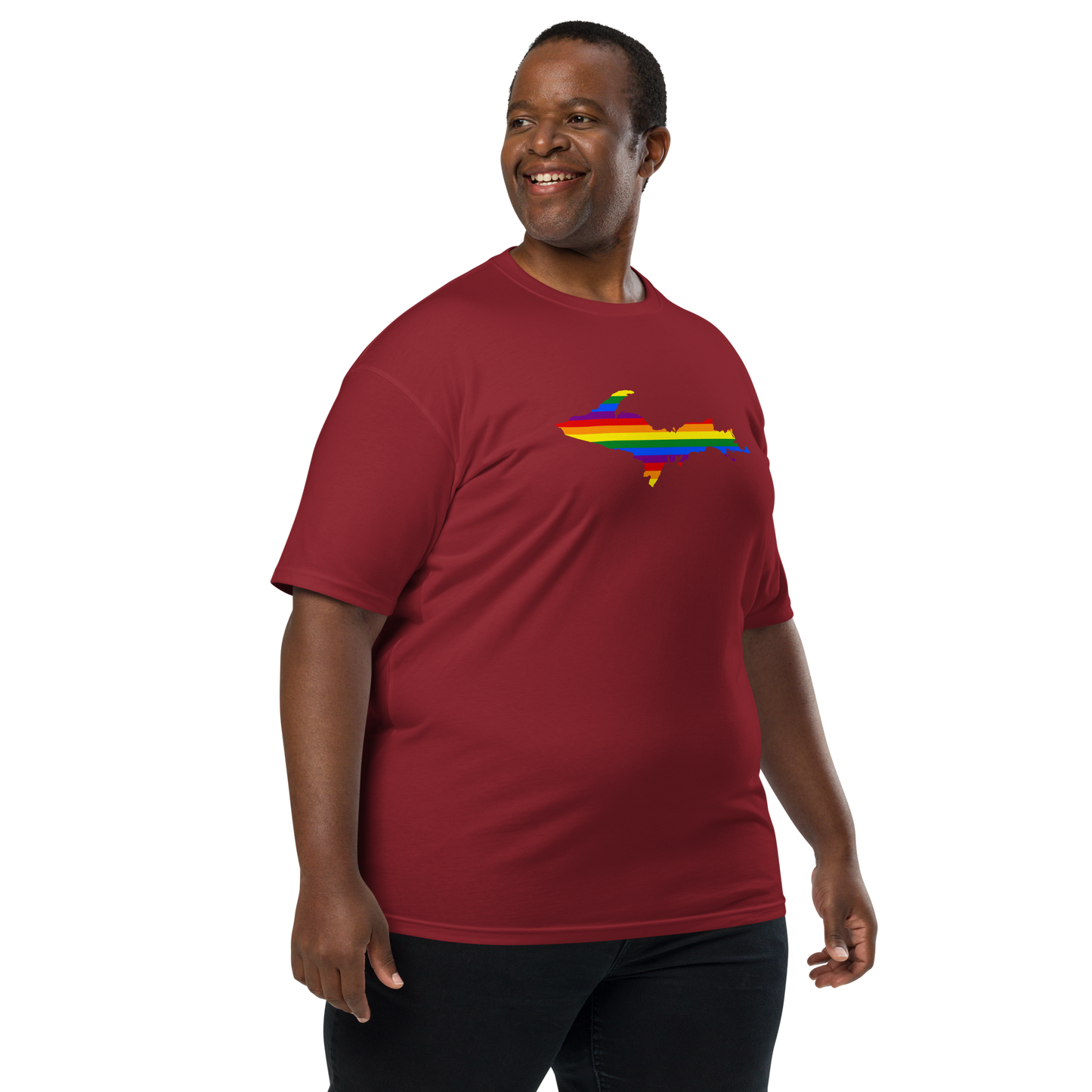 Michigan Upper Peninsula T-Shirt (w/ UP Rainbow Pride Flag) | Men's Heavyweight