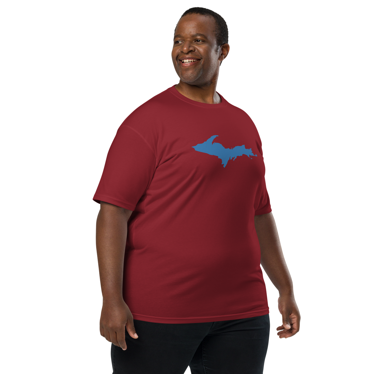 Michigan Upper Peninsula T-Shirt (w/ Blue UP Outline) | Men's Heavyweight