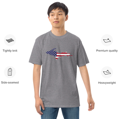 Michigan Upper Peninsula T-Shirt (w/ UP USA Flag) | Men's Heavyweight