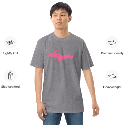 Michigan Upper Peninsula T-Shirt (w/ Pink UP Outline) | Men's Heavyweight