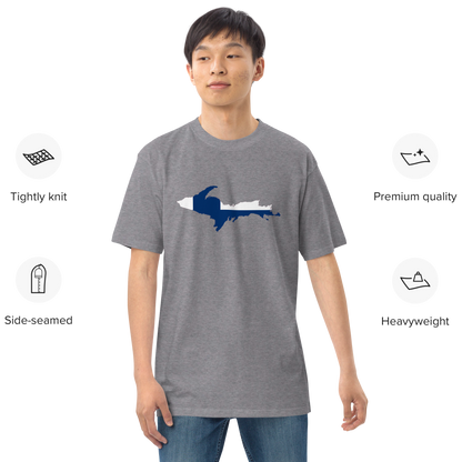 Michigan Upper Peninsula T-Shirt (w/ UP Finland Flag) | Men's Heavyweight