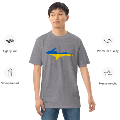 Michigan Upper Peninsula T-Shirt (w/ UP Ukraine Flag) | Men's Heavyweight