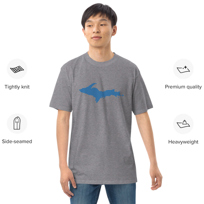 Michigan Upper Peninsula T-Shirt (w/ Blue UP Outline) | Men's Heavyweight