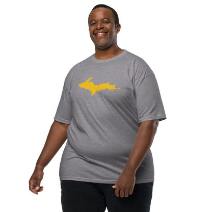 Michigan Upper Peninsula T-Shirt (w/ Gold UP Outline) | Men's Heavyweight