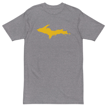 Michigan Upper Peninsula T-Shirt (w/ Gold UP Outline) | Men's Heavyweight