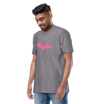 Michigan Upper Peninsula T-Shirt (w/ Pink UP Outline) | Men's Heavyweight