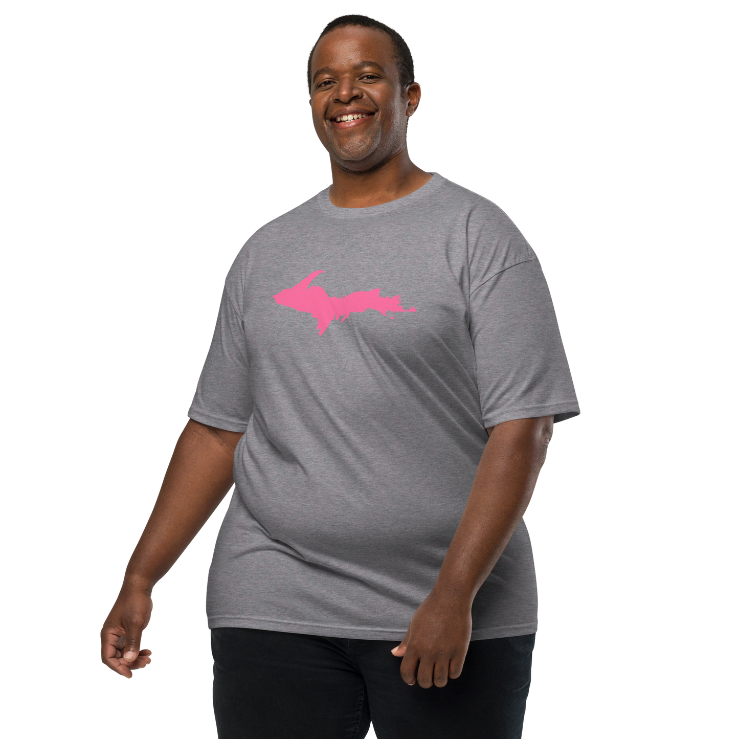 Michigan Upper Peninsula T-Shirt (w/ Pink UP Outline) | Men's Heavyweight