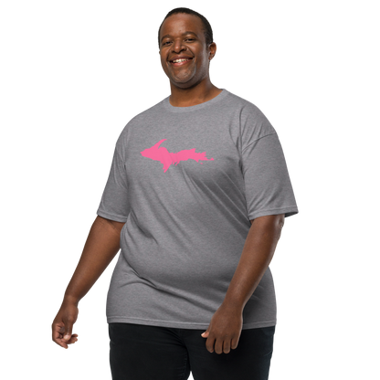 Michigan Upper Peninsula T-Shirt (w/ Pink UP Outline) | Men's Heavyweight