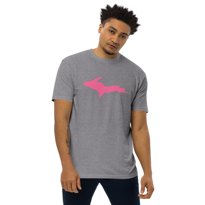 Michigan Upper Peninsula T-Shirt (w/ Pink UP Outline) | Men's Heavyweight