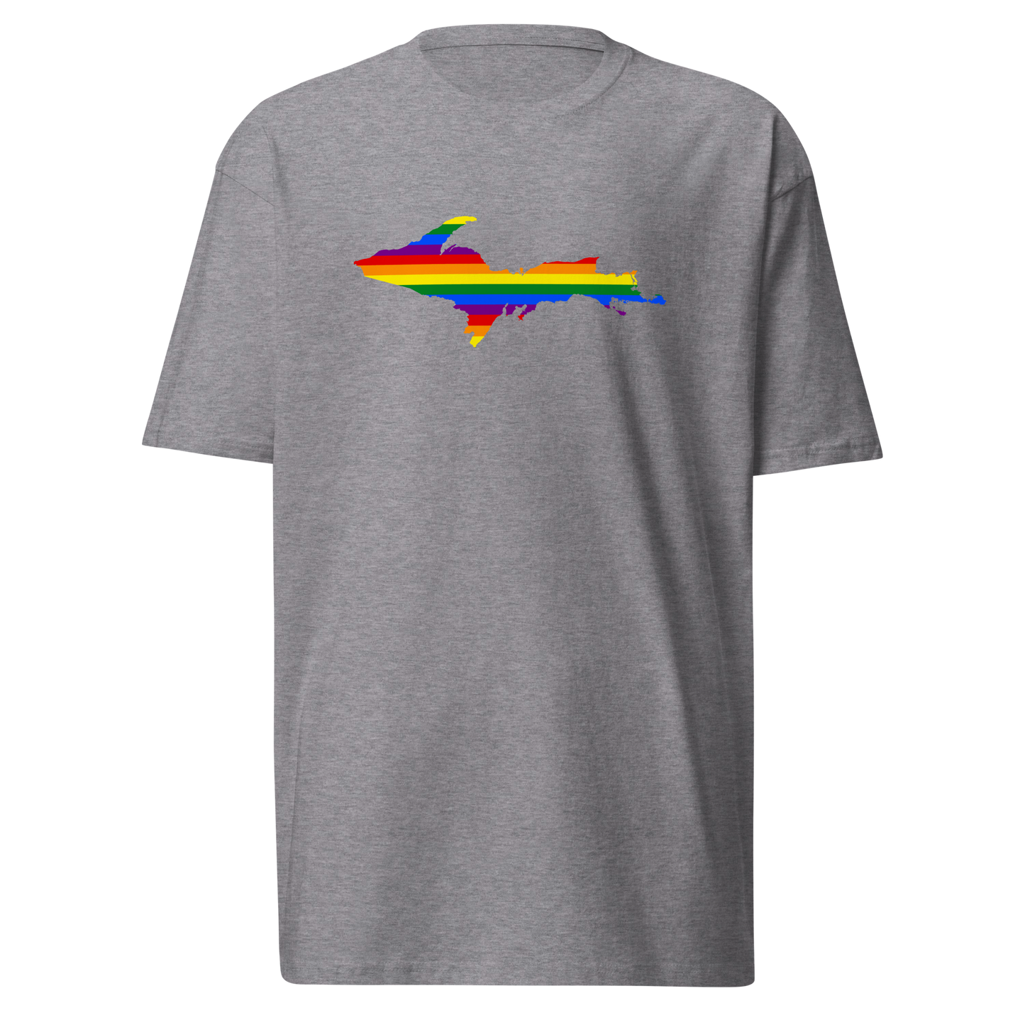 Michigan Upper Peninsula T-Shirt (w/ UP Rainbow Pride Flag) | Men's Heavyweight