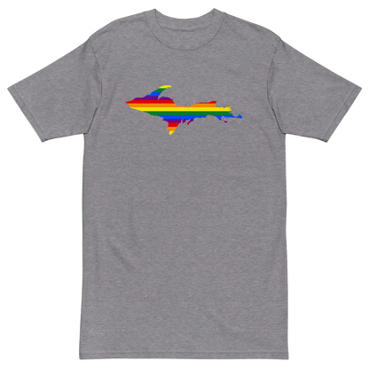 Michigan Upper Peninsula T-Shirt (w/ UP Rainbow Pride Flag) | Men's Heavyweight