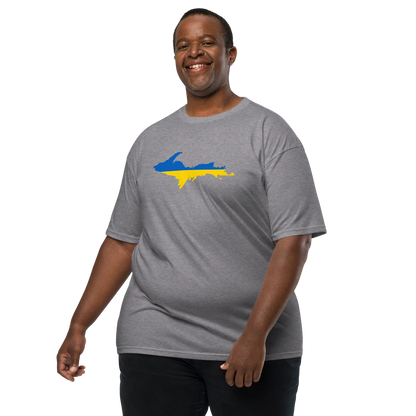 Michigan Upper Peninsula T-Shirt (w/ UP Ukraine Flag) | Men's Heavyweight