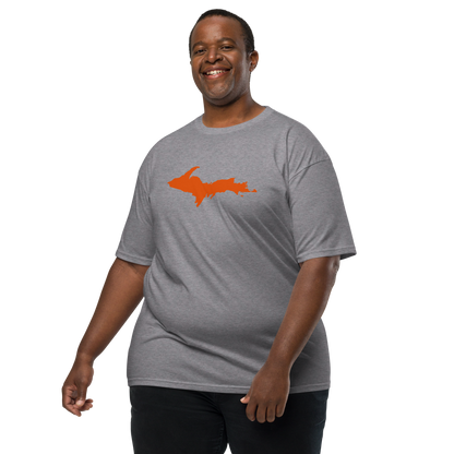 Michigan Upper Peninsula T-Shirt (w/ Orange Outline) | Men's Heavyweight