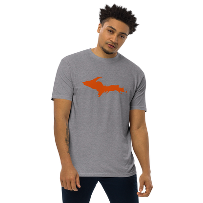 Michigan Upper Peninsula T-Shirt (w/ Orange Outline) | Men's Heavyweight