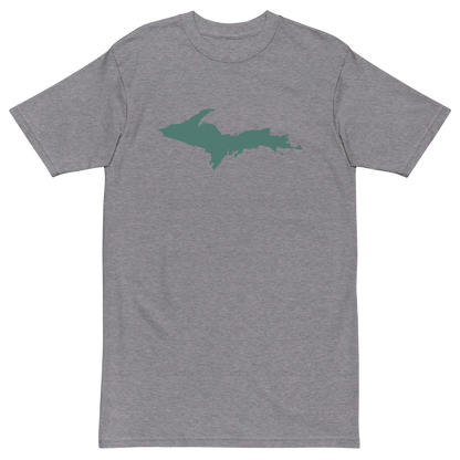 Michigan Upper Peninsula T-Shirt (w/ Copper Green UP Outline) | Men's Heavyweight