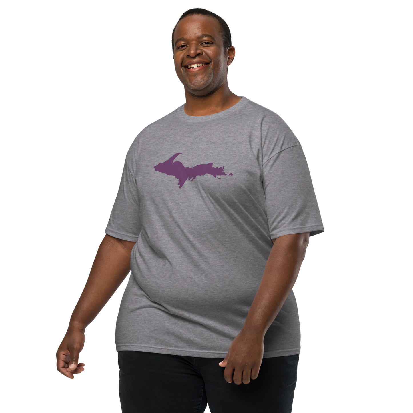 Michigan Upper Peninsula T-Shirt (w/ Plum UP Outline) | Men's Heavyweight