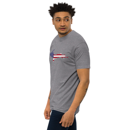 Michigan Upper Peninsula T-Shirt (w/ UP USA Flag) | Men's Heavyweight