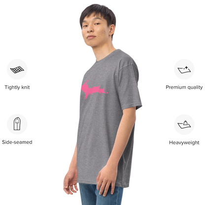 Michigan Upper Peninsula T-Shirt (w/ Pink UP Outline) | Men's Heavyweight