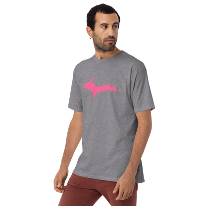 Michigan Upper Peninsula T-Shirt (w/ Pink UP Outline) | Men's Heavyweight