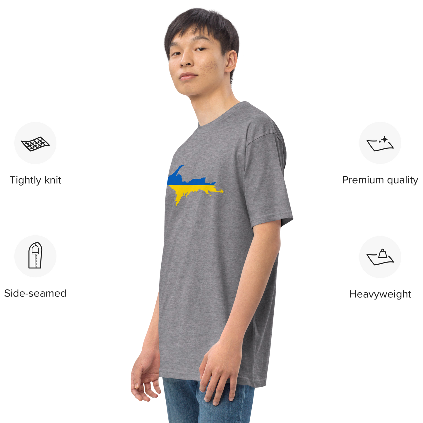 Michigan Upper Peninsula T-Shirt (w/ UP Ukraine Flag) | Men's Heavyweight