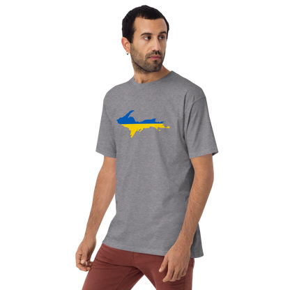 Michigan Upper Peninsula T-Shirt (w/ UP Ukraine Flag) | Men's Heavyweight