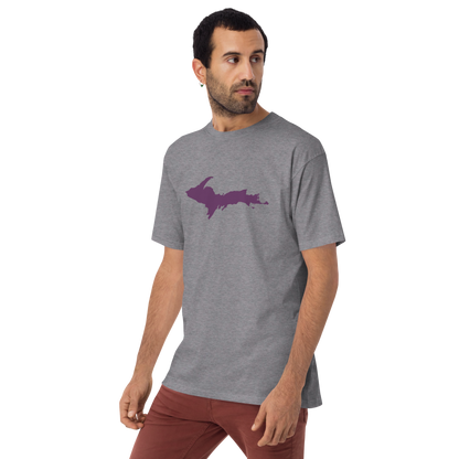 Michigan Upper Peninsula T-Shirt (w/ Plum UP Outline) | Men's Heavyweight