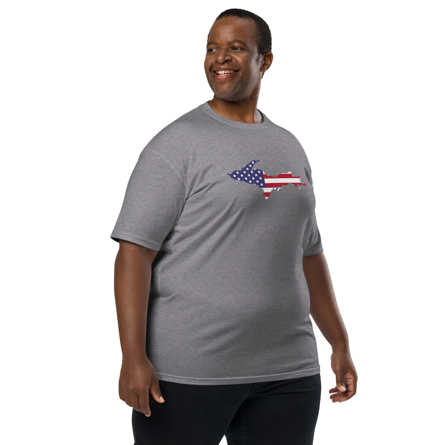 Michigan Upper Peninsula T-Shirt (w/ UP USA Flag) | Men's Heavyweight