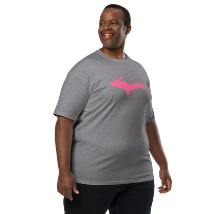 Michigan Upper Peninsula T-Shirt (w/ Pink UP Outline) | Men's Heavyweight