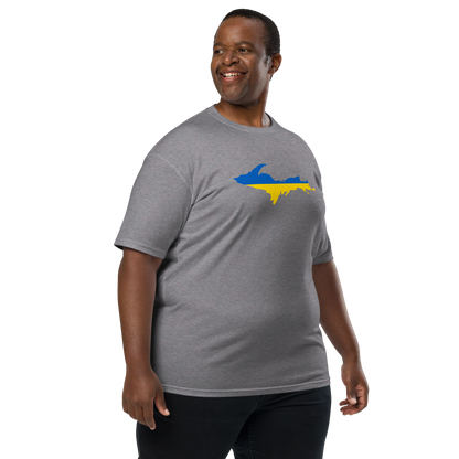 Michigan Upper Peninsula T-Shirt (w/ UP Ukraine Flag) | Men's Heavyweight