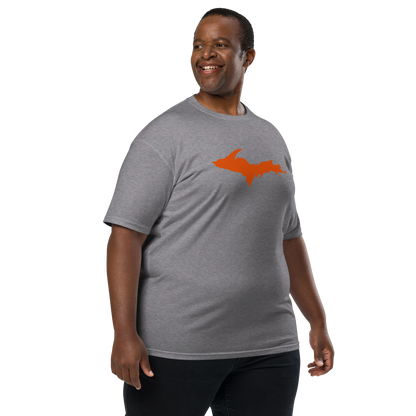 Michigan Upper Peninsula T-Shirt (w/ Orange Outline) | Men's Heavyweight